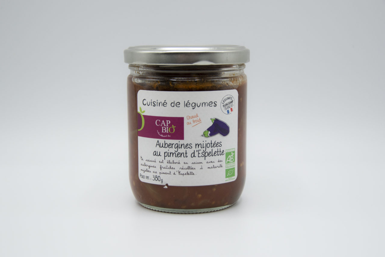 Aubergines mijotées au piment d'Espelette - bio