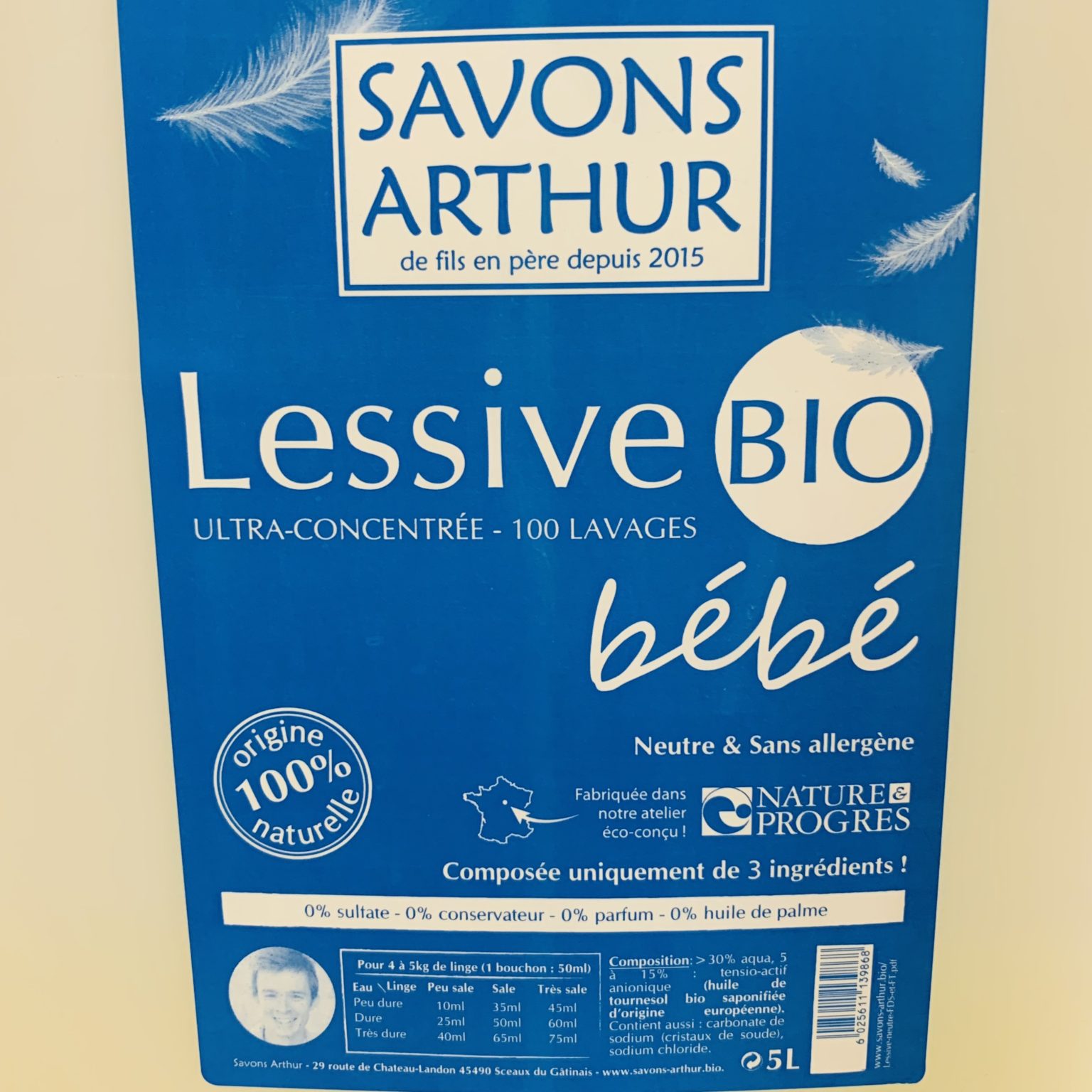 Lessive bio Bébé - peaux sensibles - Savons Arthur