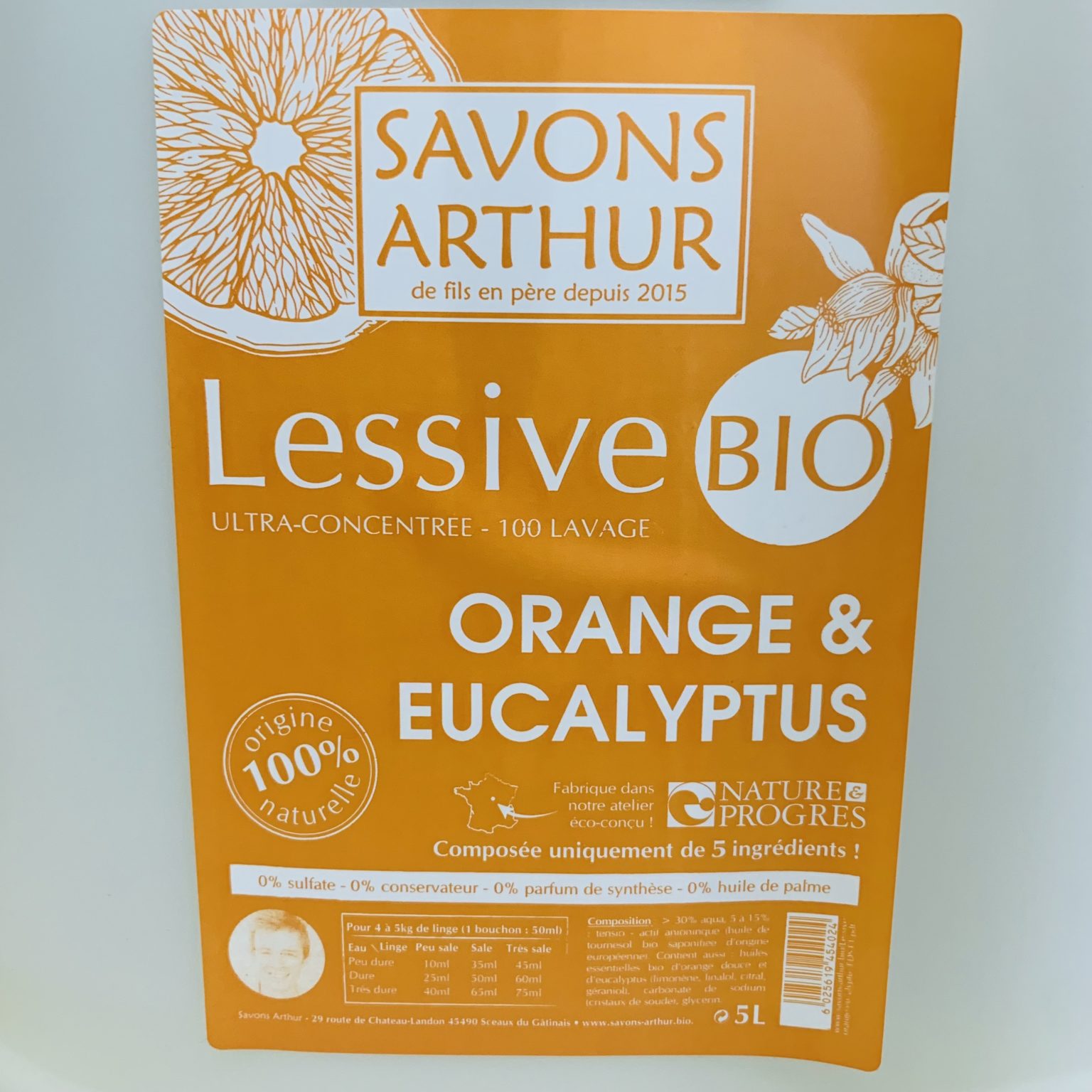 Lessive bio Orange Eucalyptus ultra concentrée - Savons Arthur