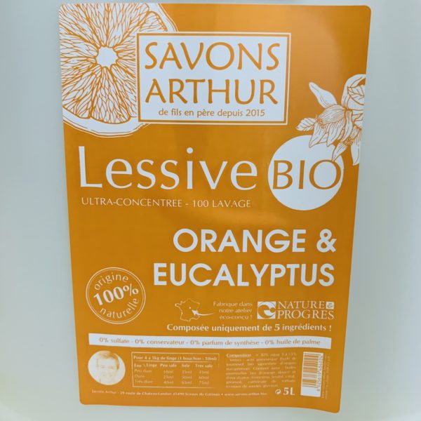 Lessive bio Orange Eucalyptus ultra concentrée - Savons Arthur